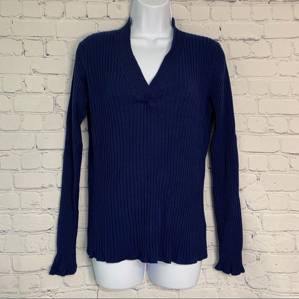 Grace Royal Blue V-Neck Ribbed Sweater XXL
